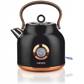 Čajník - Oceľová rýchlovarná kanvica Haeger 1,7 l, čierna, odtiene žltej a zlatej